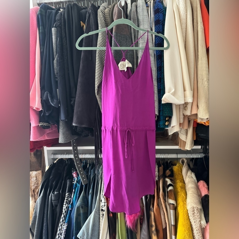 Rory Beca- PURPLE Maurit Silk Sleeveless Drawstring Mini Dress - Picture 3 of 9